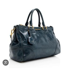 Miu Miu Vitello shine satchel in color denim - beautiful!